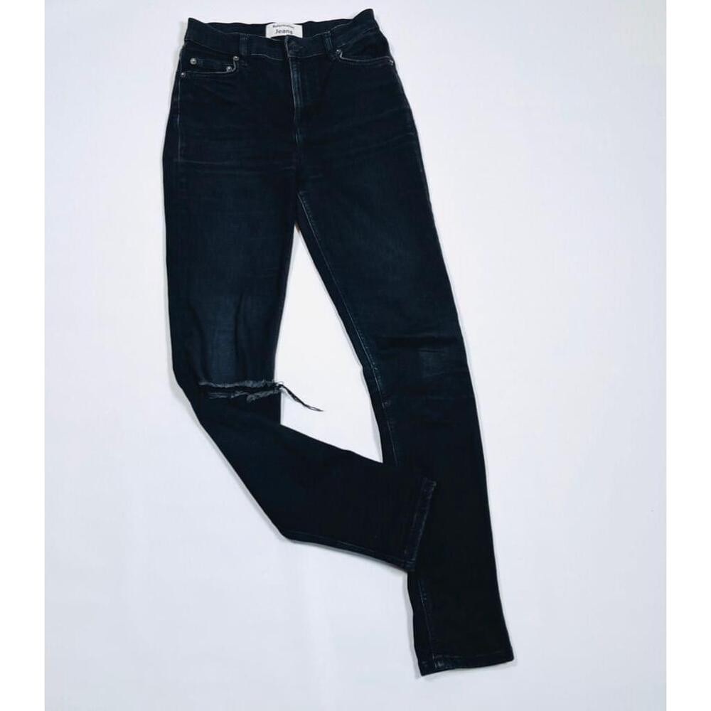Reformation Black Grey Distressed Skinny Jeans Size 25